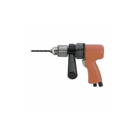 Sioux Tools Right Angle Drill, ToolKit Bare Tool, 12 Chuck, 3JawKey Chuck, 650 RPM, 1 hp, 90 PSI Air, 14 3P1240